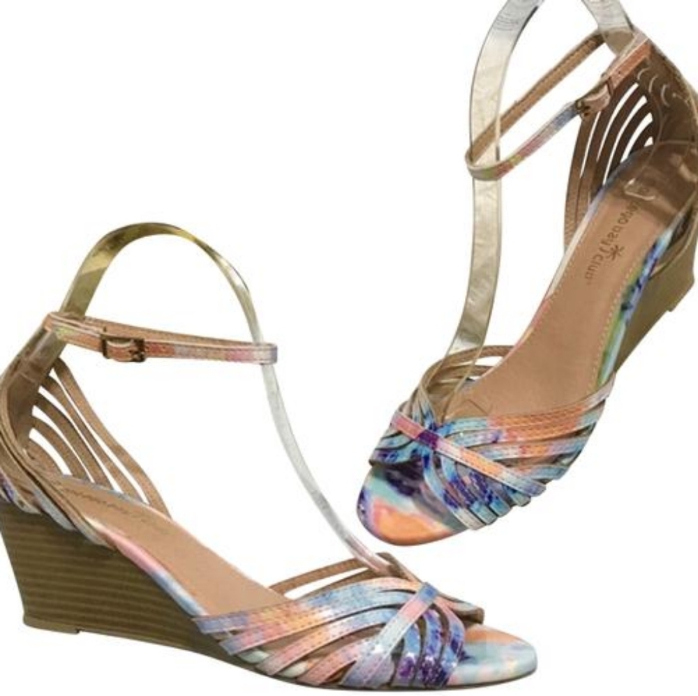 Montego  Bay Multicolor Ankle Strap Wedge Sandals
